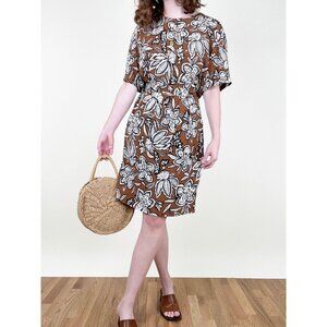 Vintage Parisian Two Piece Matching Skirt Set Floral Blouse Top French 80s 90s